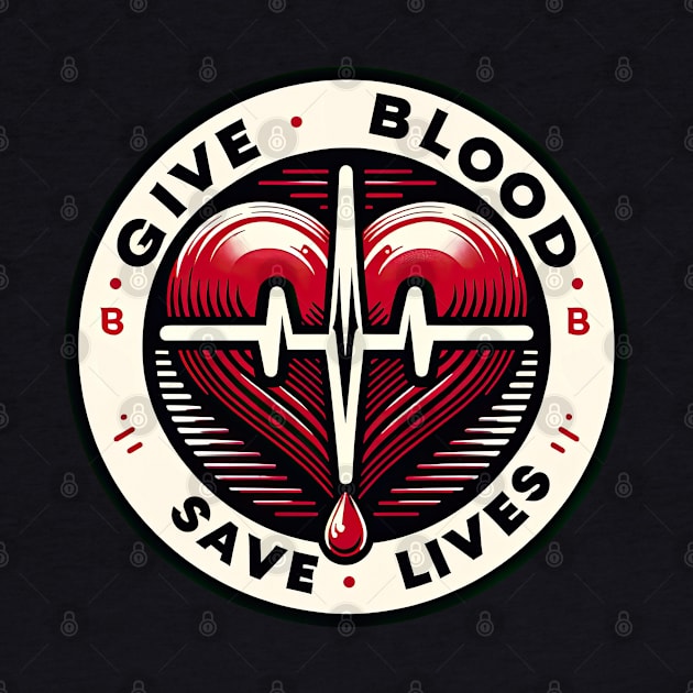 Heartbeat Blood Donation Emblem Tee - blood donation awareness by Mapd